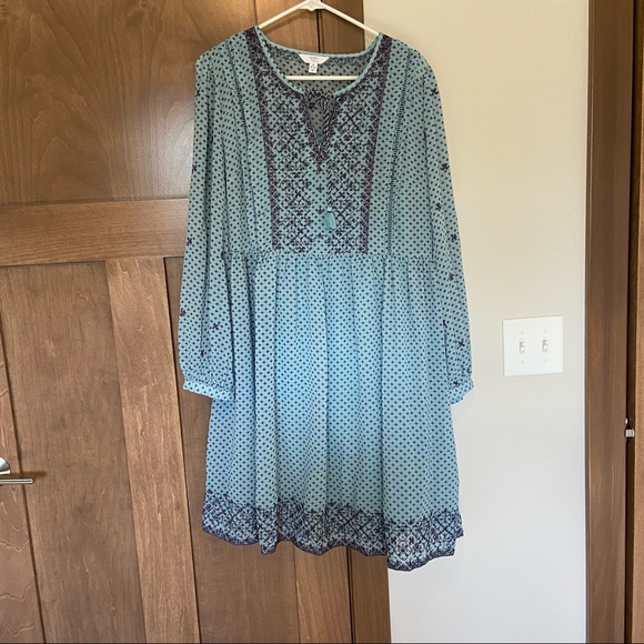 NWT Time & True Flowy Chiffon Boho Embroidered Peasant Dress Size M Cottagecore - Picture 5 of 11